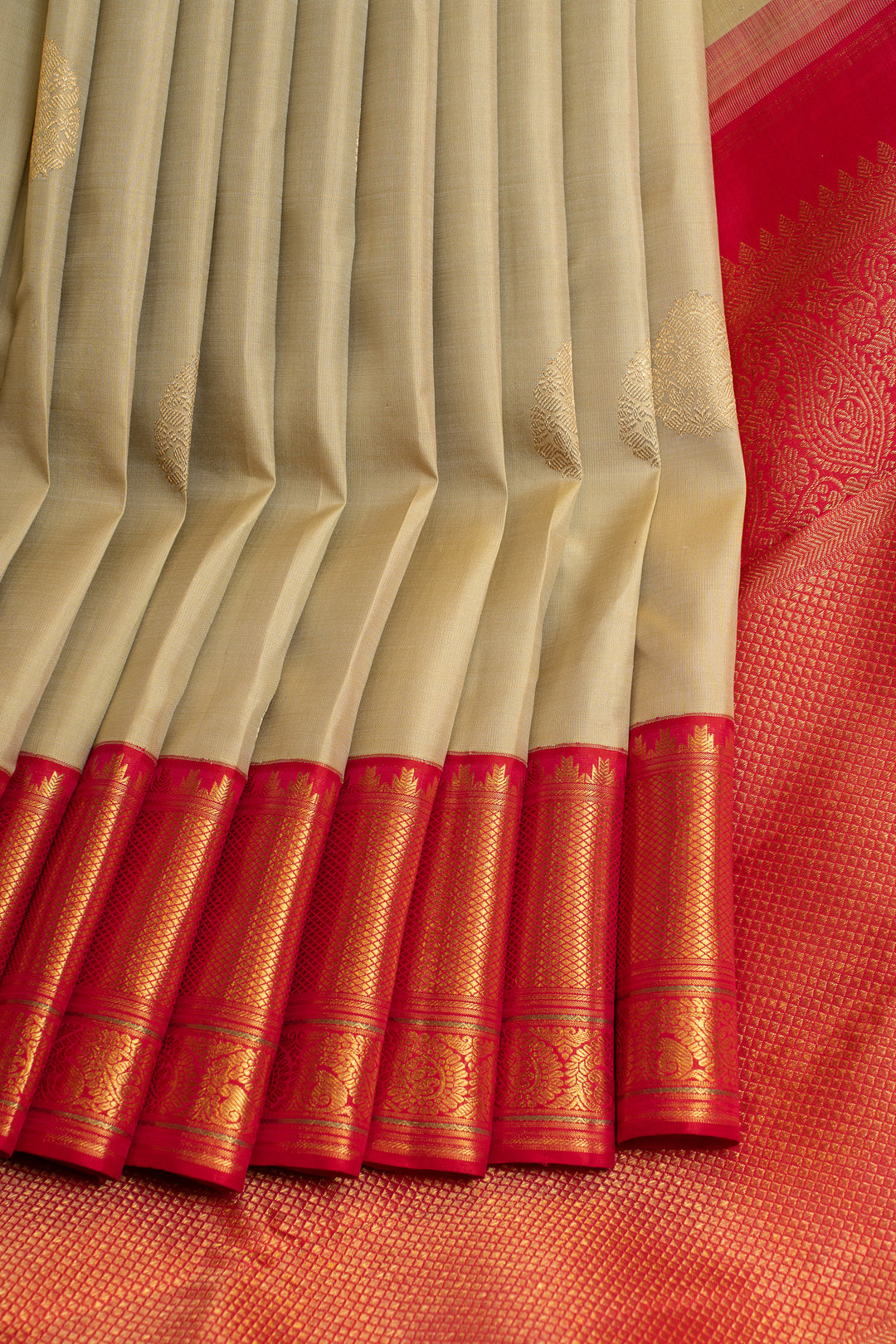 Elaichi green and red pure Kanchipuram silk saree