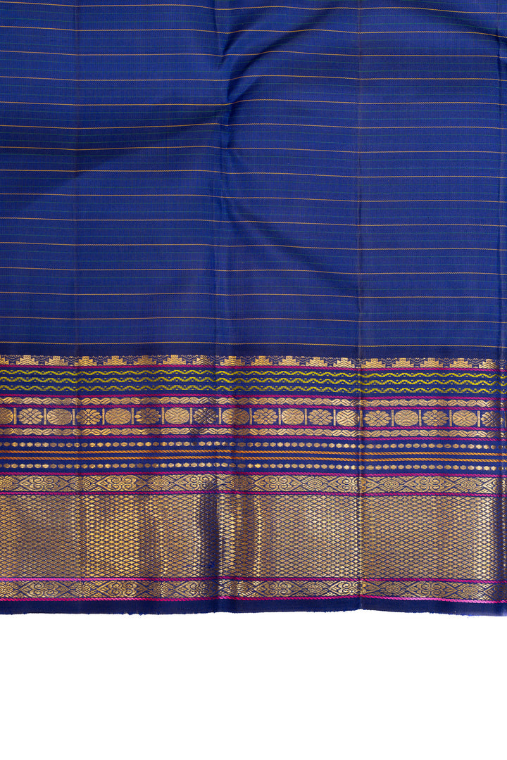 Red and MS blue varisaipettu pure Kanchipuram silk saree