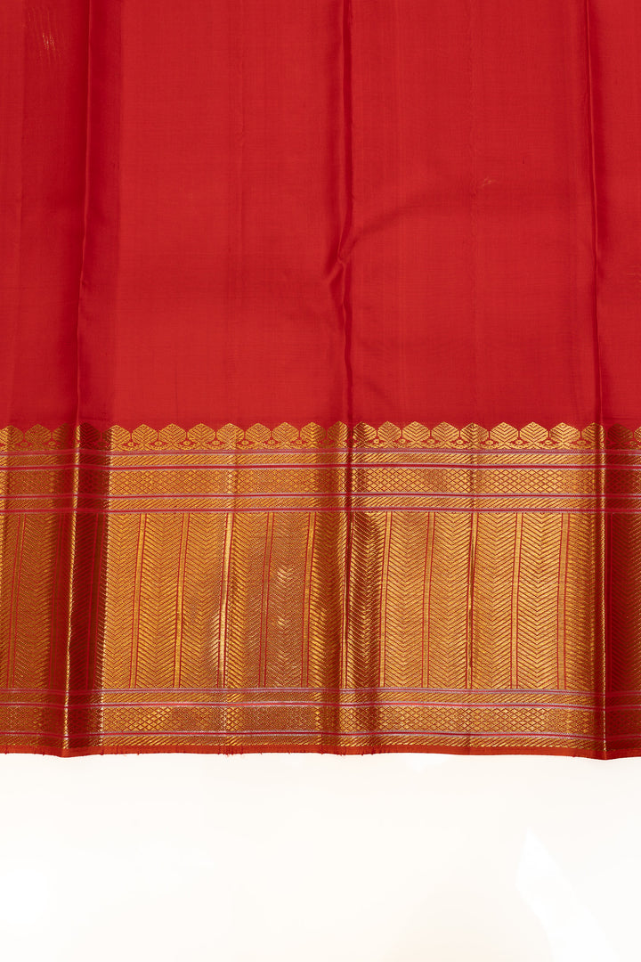 Gold and red red floral brocade pure Kanchipuram silk saree