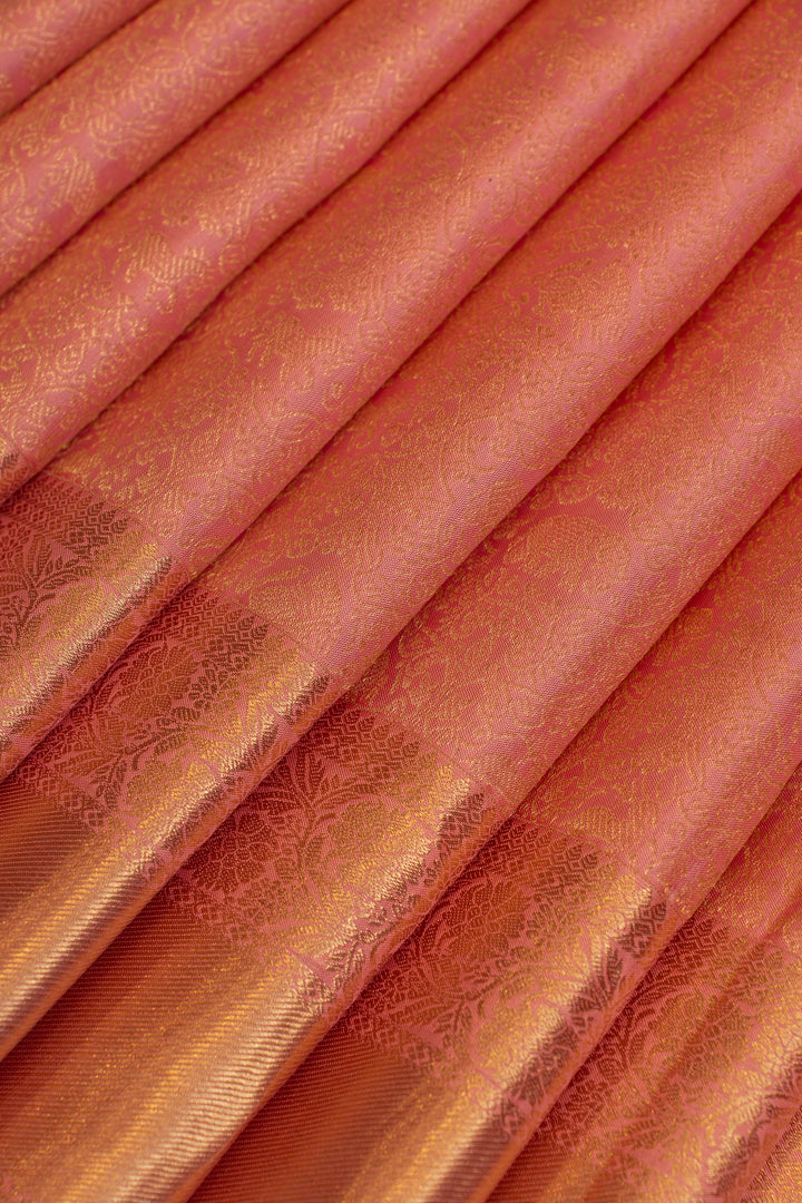 Pink brocade pure Kanchipuram silk saree