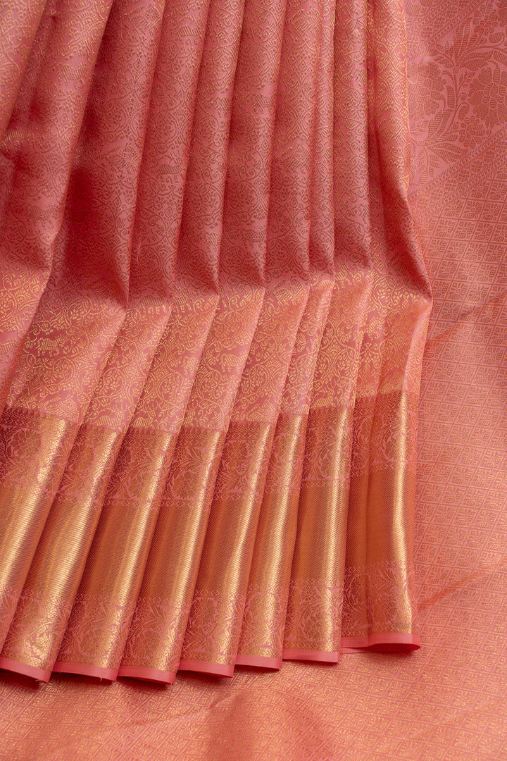 Pink brocade pure Kanchipuram silk saree