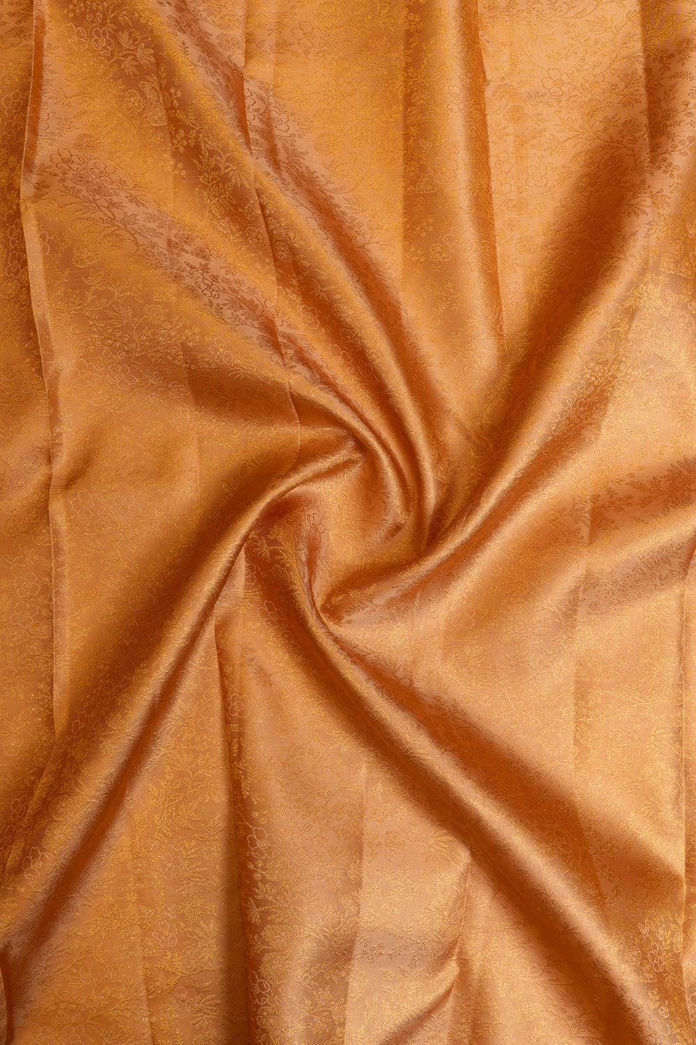 Golden peach brocade pure Kanchipuram silk saree