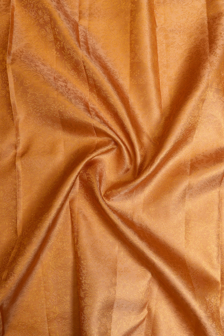 Golden peach brocade pure Kanchipuram silk saree