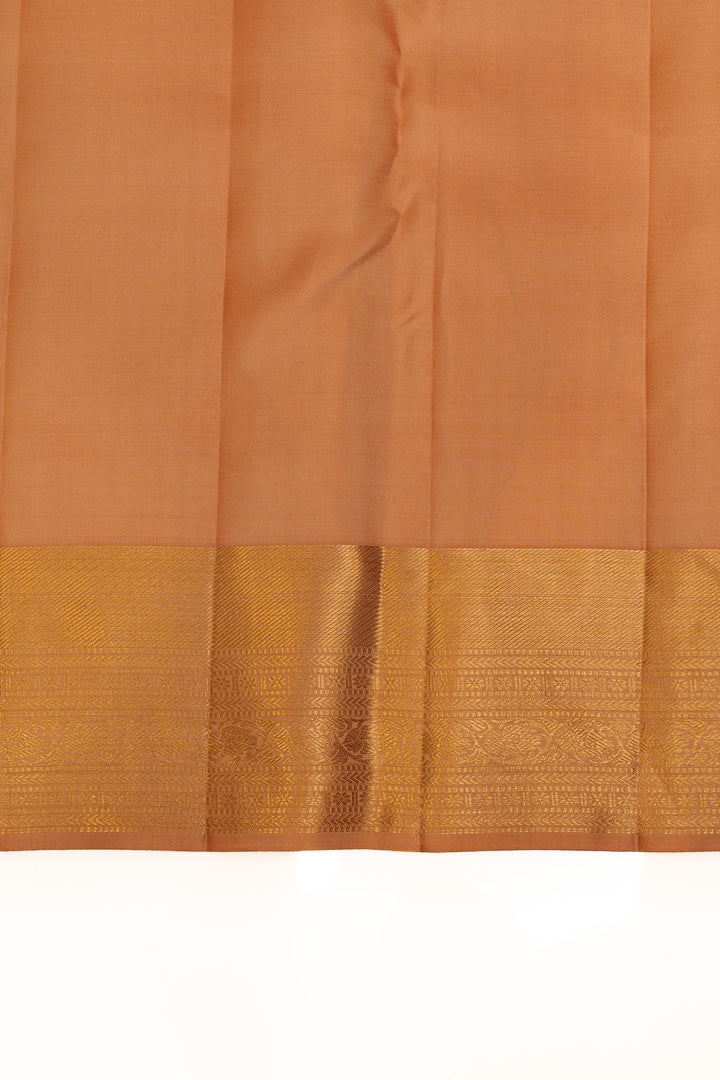 Golden peach brocade pure Kanchipuram silk saree