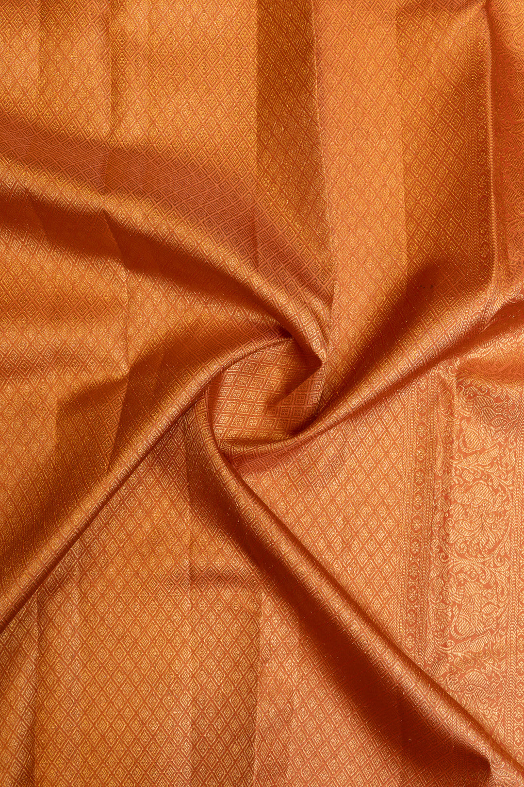Rust orange brocade pure Kanchipuram silk saree