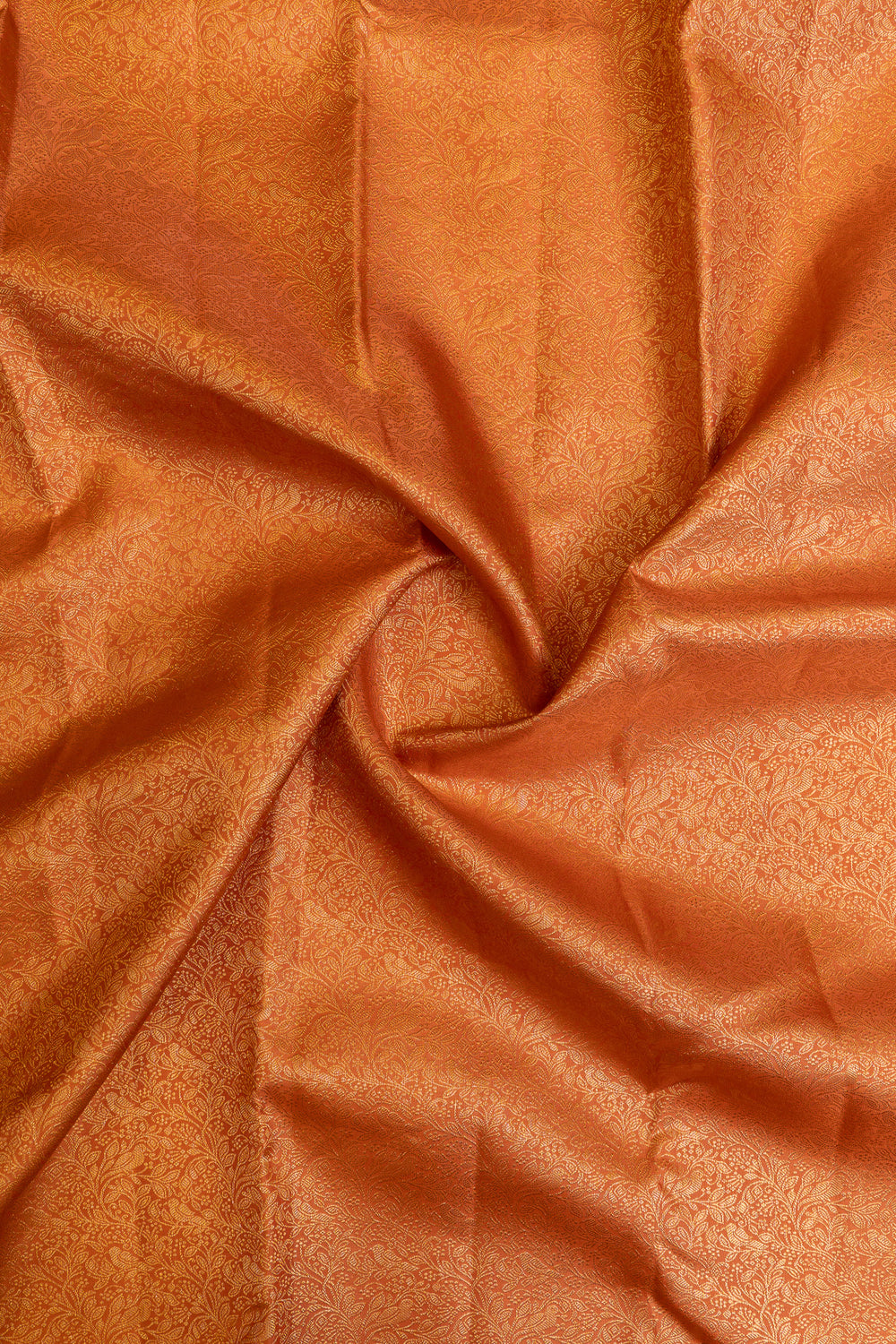 Rust orange brocade pure Kanchipuram silk saree