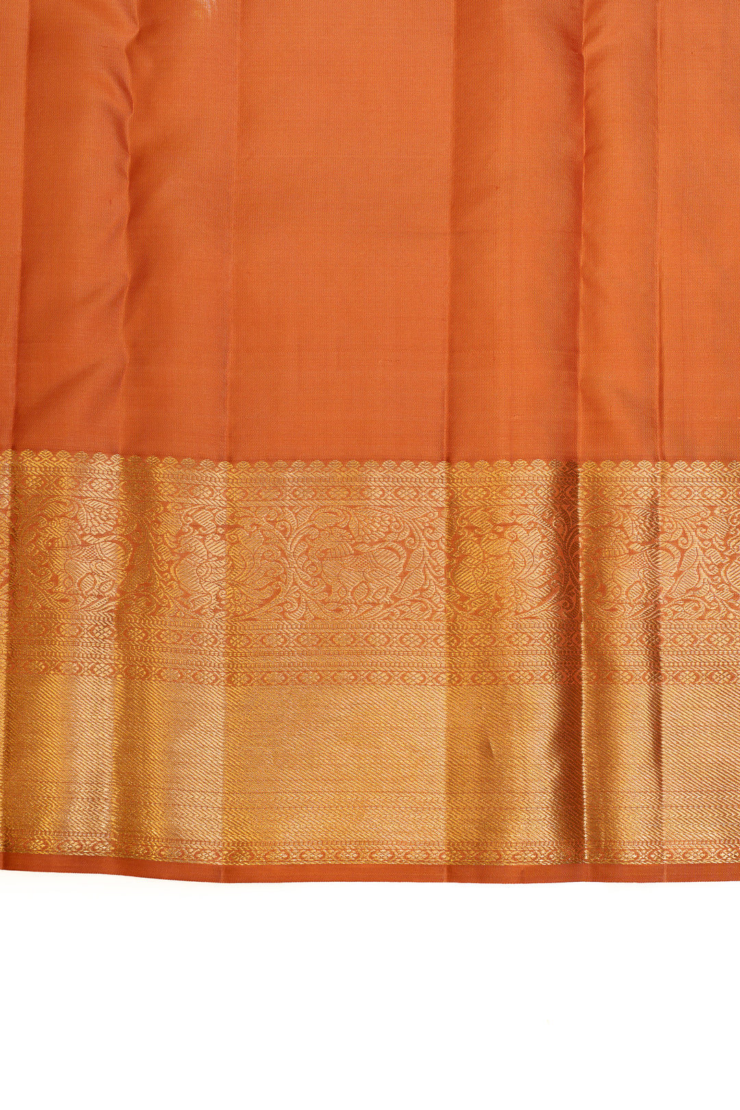 Rust orange brocade pure Kanchipuram silk saree