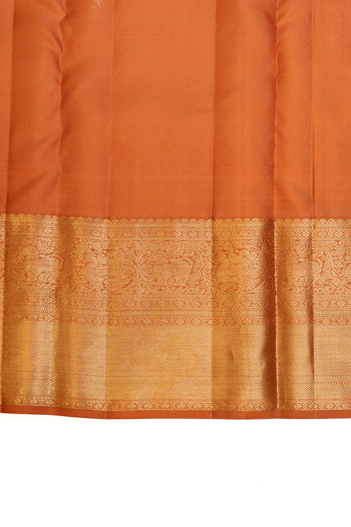 Rust orange brocade pure Kanchipuram silk saree