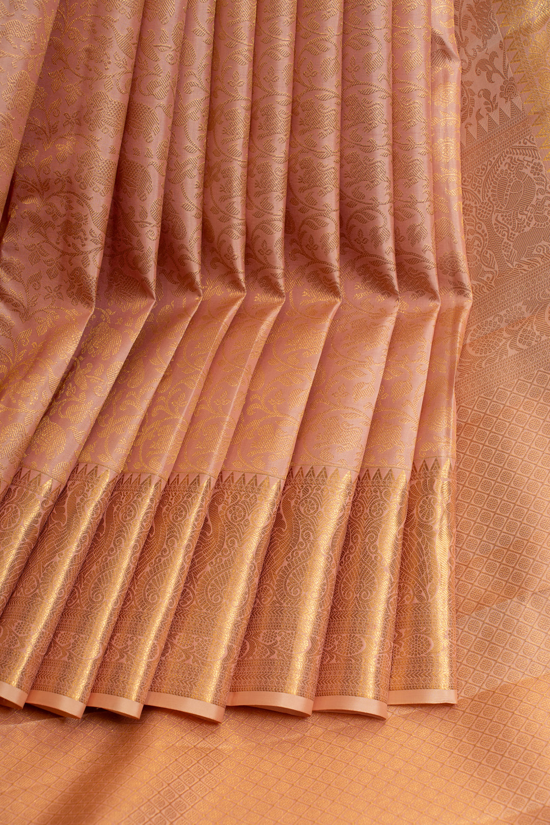 Pastel pink vanasingaram pure Kanchipuram silk saree