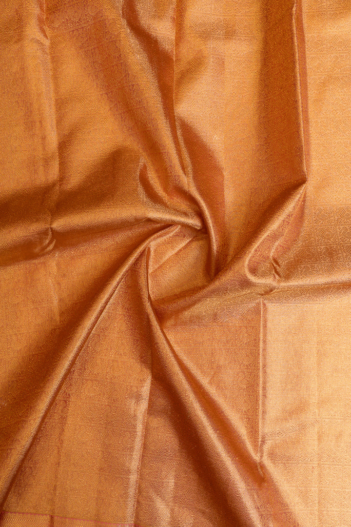 Peach brocade pure Kanchipuram silk saree