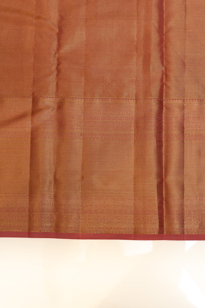 Peach brocade pure Kanchipuram silk saree