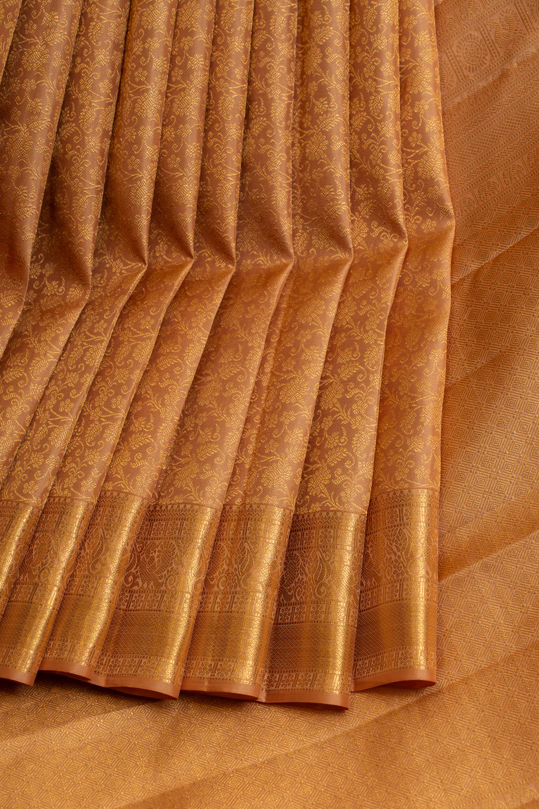 Pastel pink floral brocade pure Kanchipuram silk saree