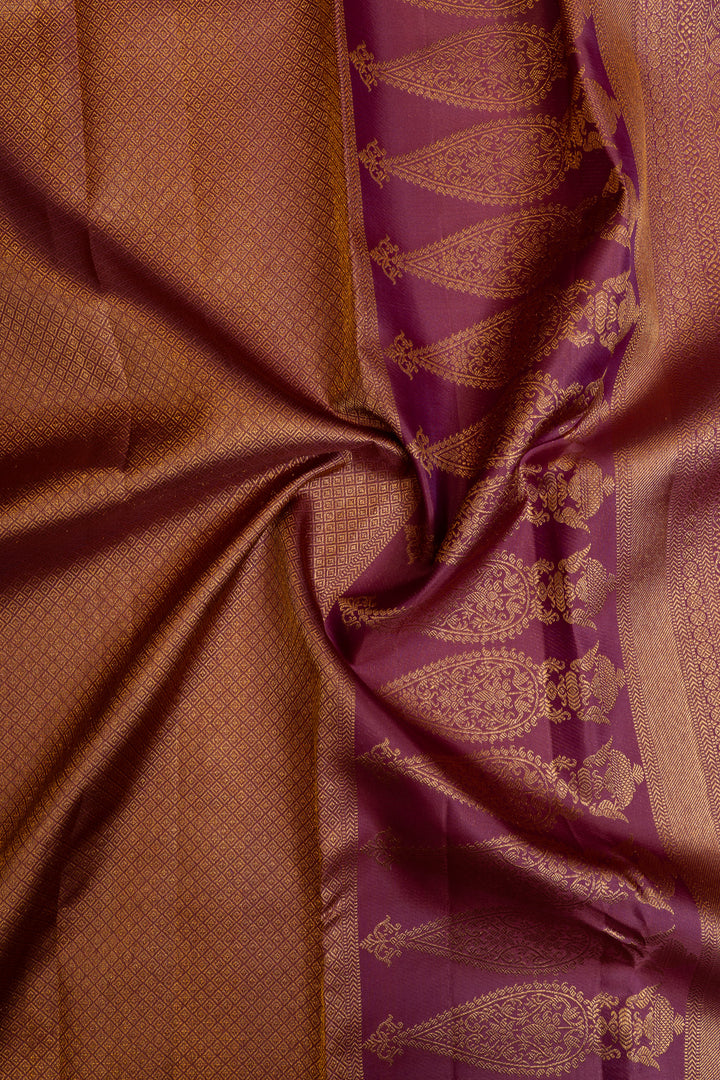 Purple brocade pure Kanchipuram silk saree