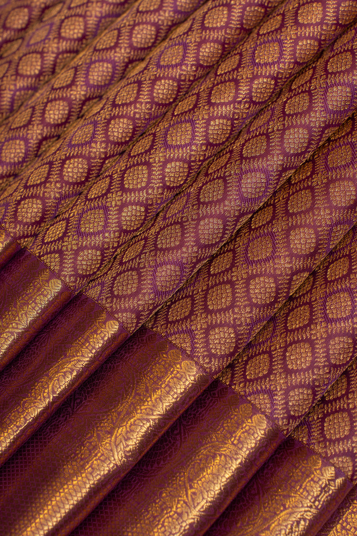Purple brocade pure Kanchipuram silk saree