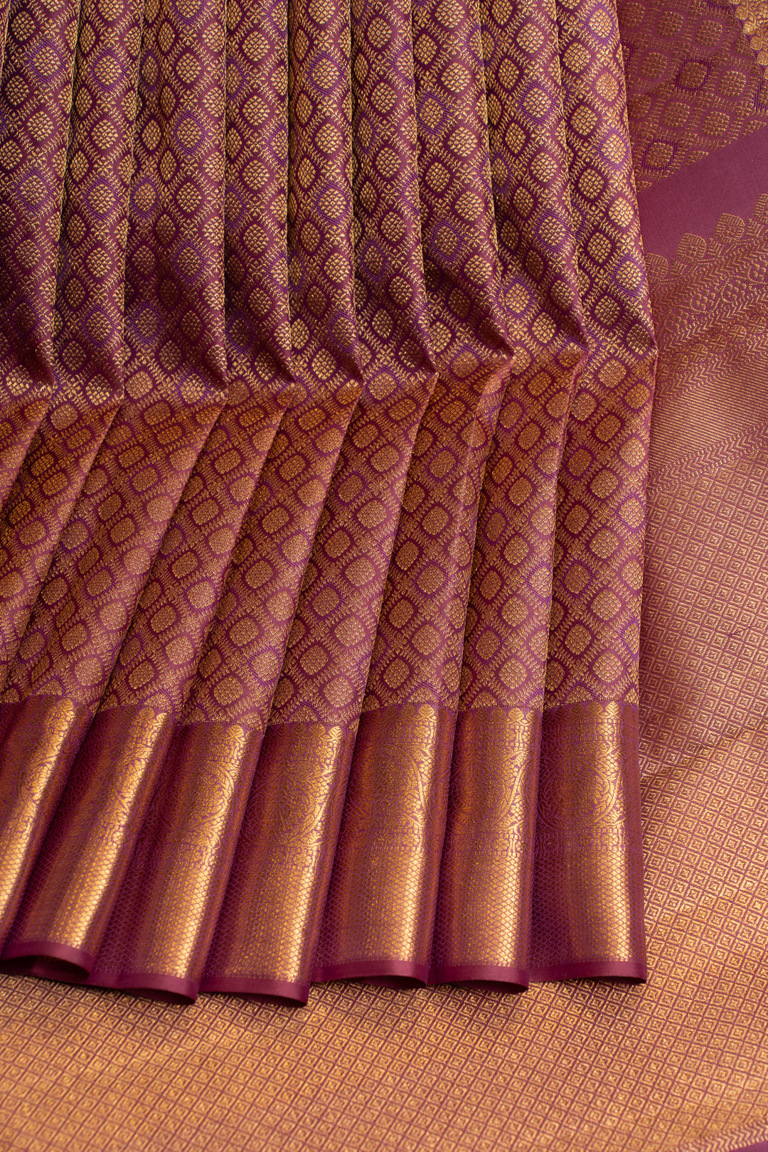 Purple brocade pure Kanchipuram silk saree