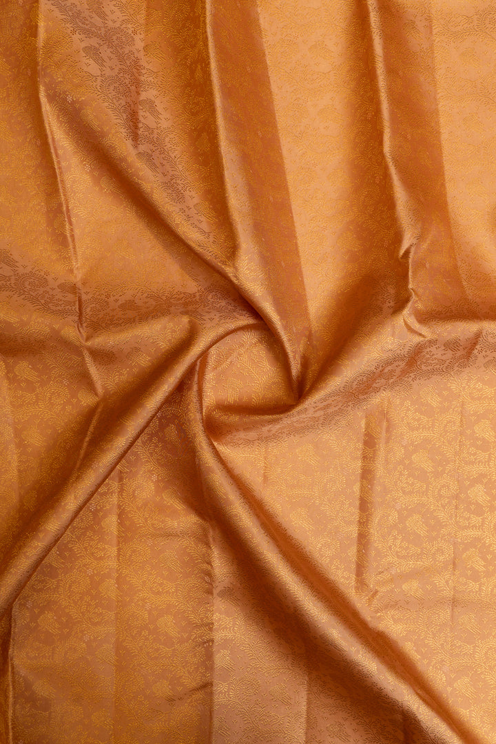 Peach vanasingaram brocade pure Kanchipuram silk saree