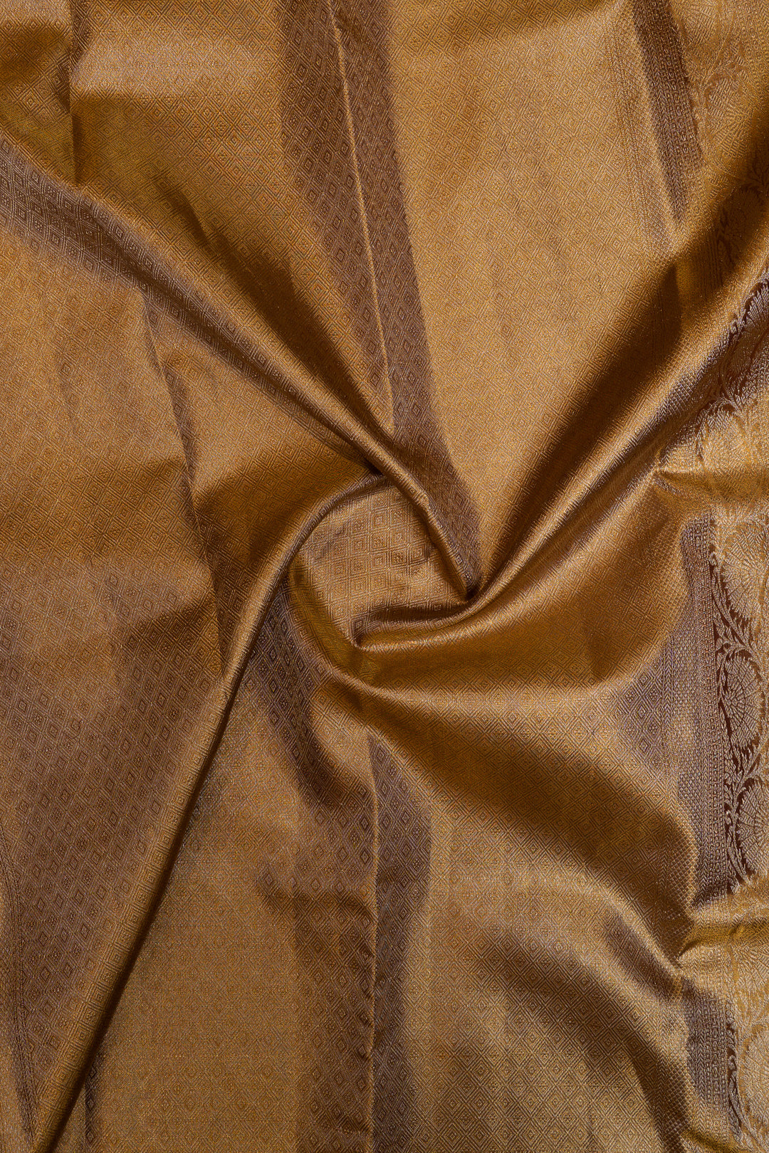 Golden brown tissue brocade pure Kanchipuram silk saree