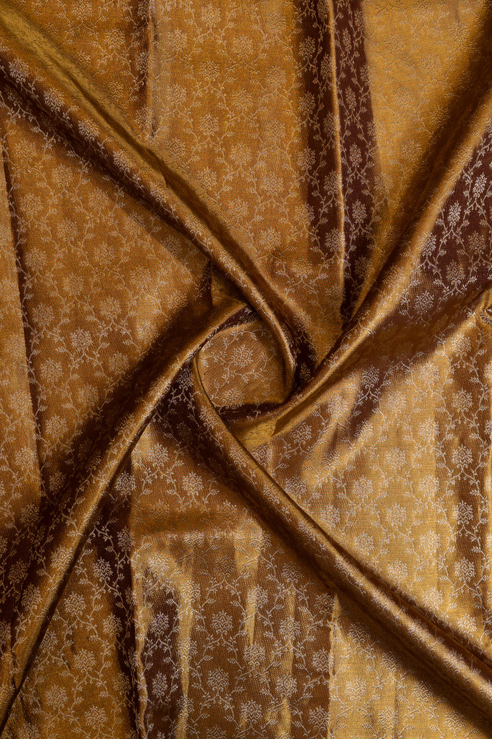 Golden brown tissue brocade pure Kanchipuram silk saree