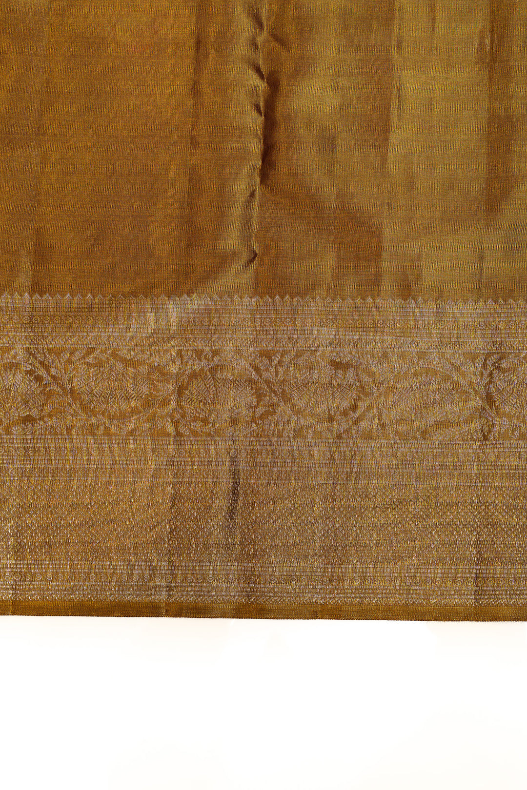 Golden brown tissue brocade pure Kanchipuram silk saree
