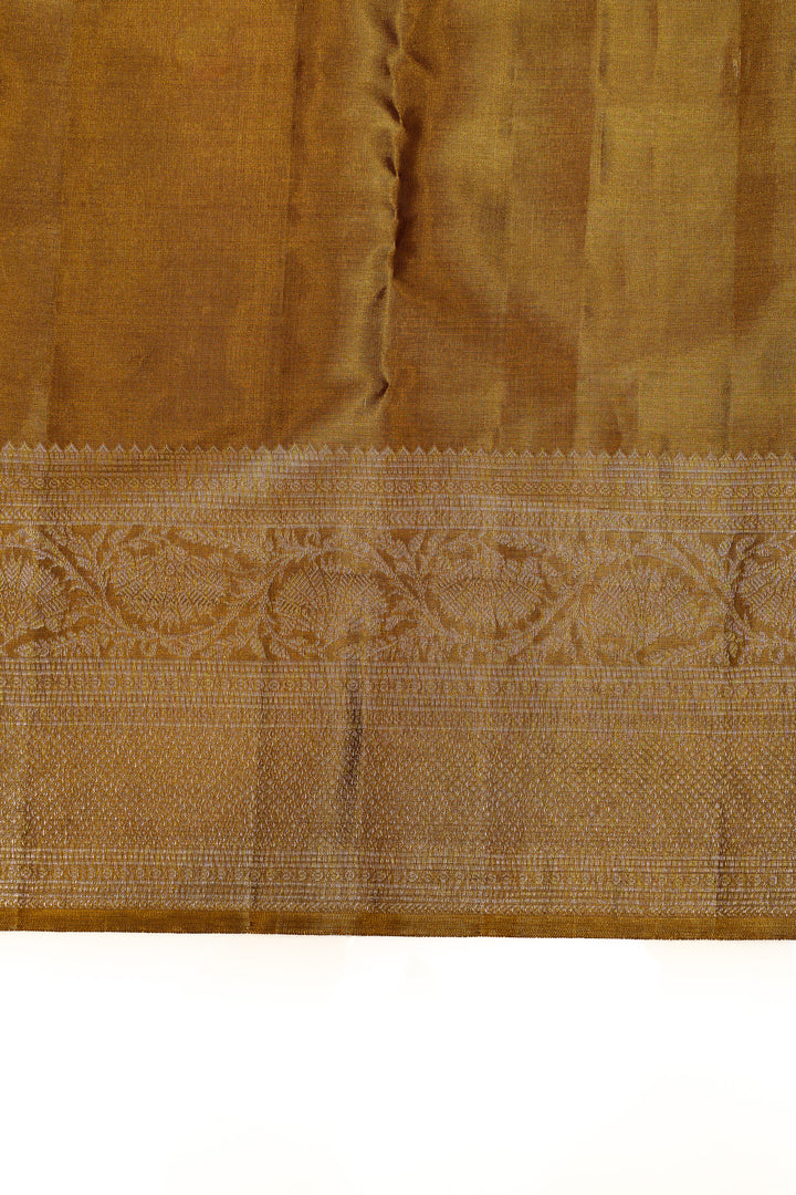 Golden brown tissue brocade pure Kanchipuram silk saree