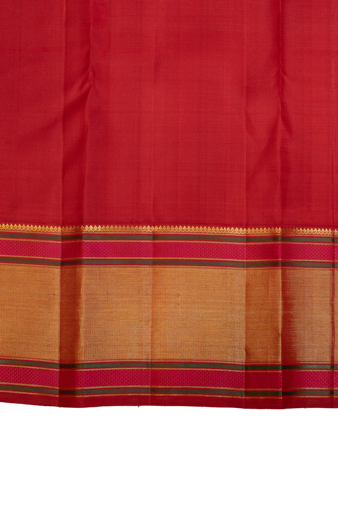 Off white and red pure Kanchipuram silk saree