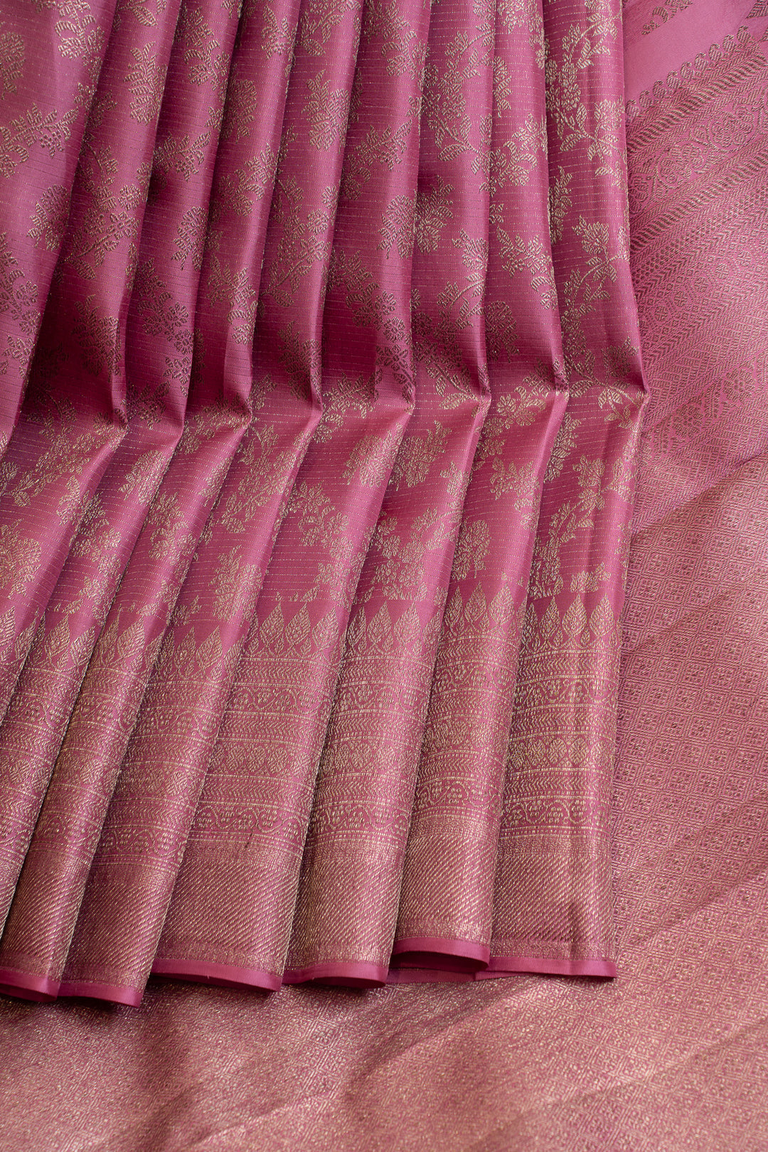 Lilac brocade pure Kanchipuram silk saree