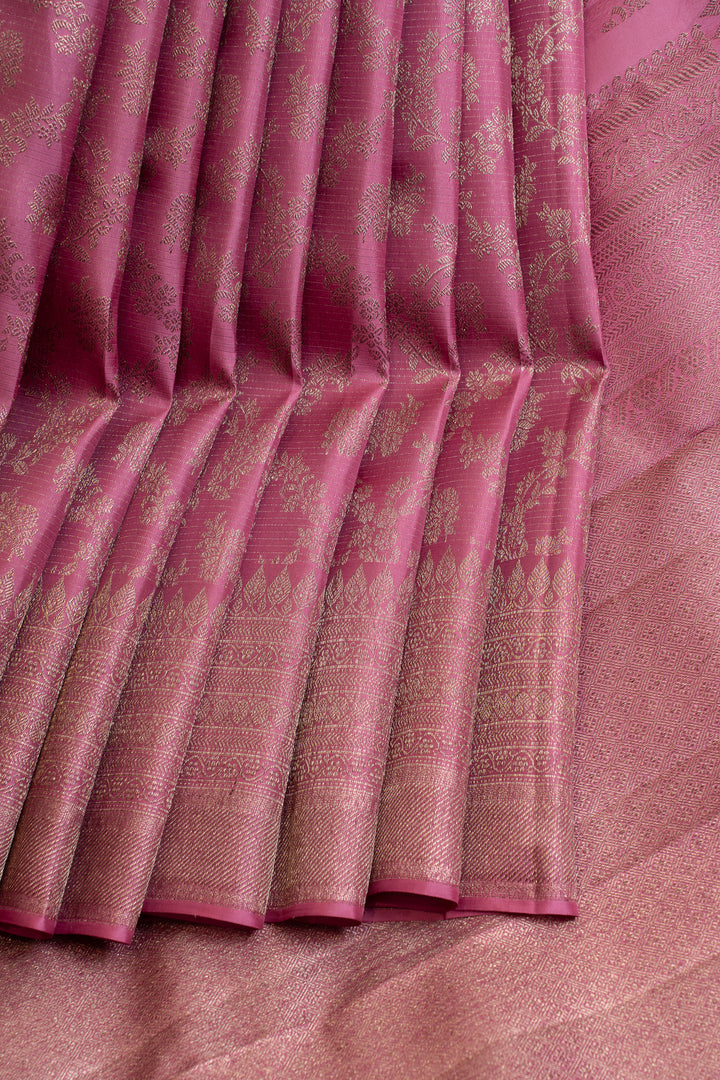 Lilac brocade pure Kanchipuram silk saree