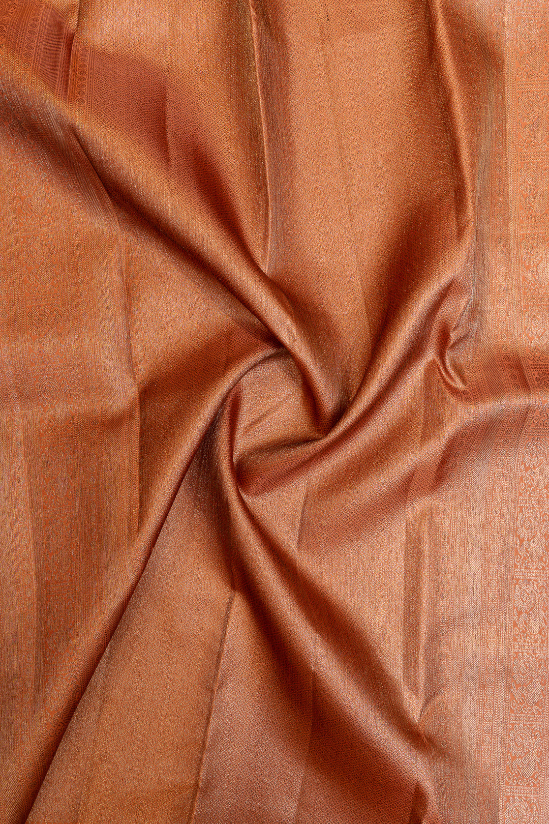 Rust orange brocade pure Kanchipuram silk saree