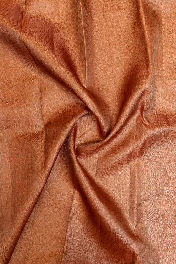 Rust orange brocade pure Kanchipuram silk saree