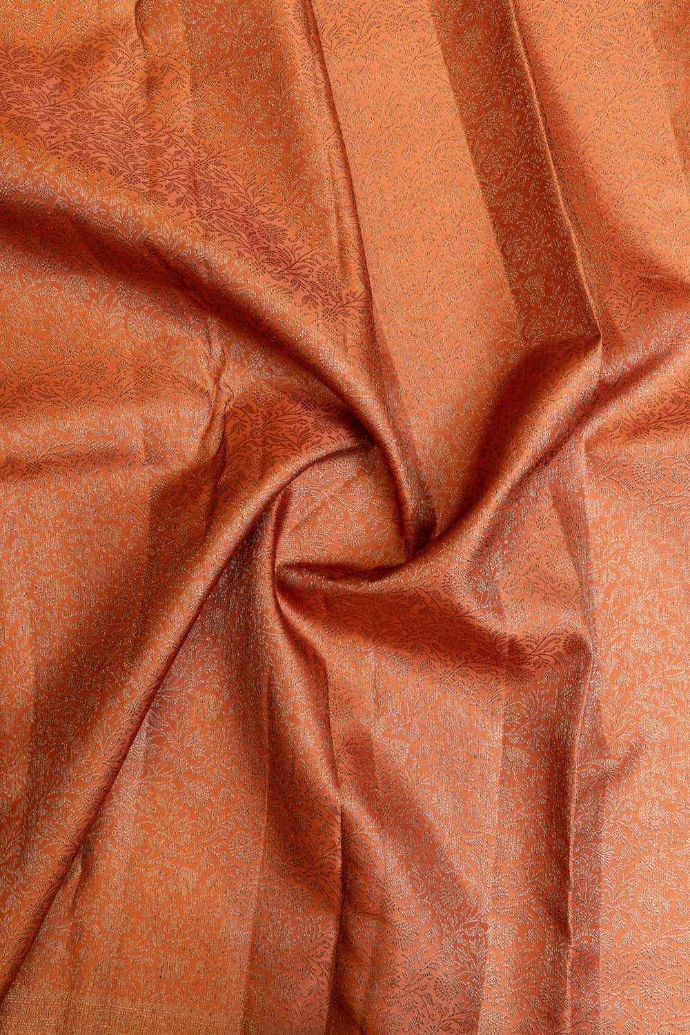 Rust orange brocade pure Kanchipuram silk saree
