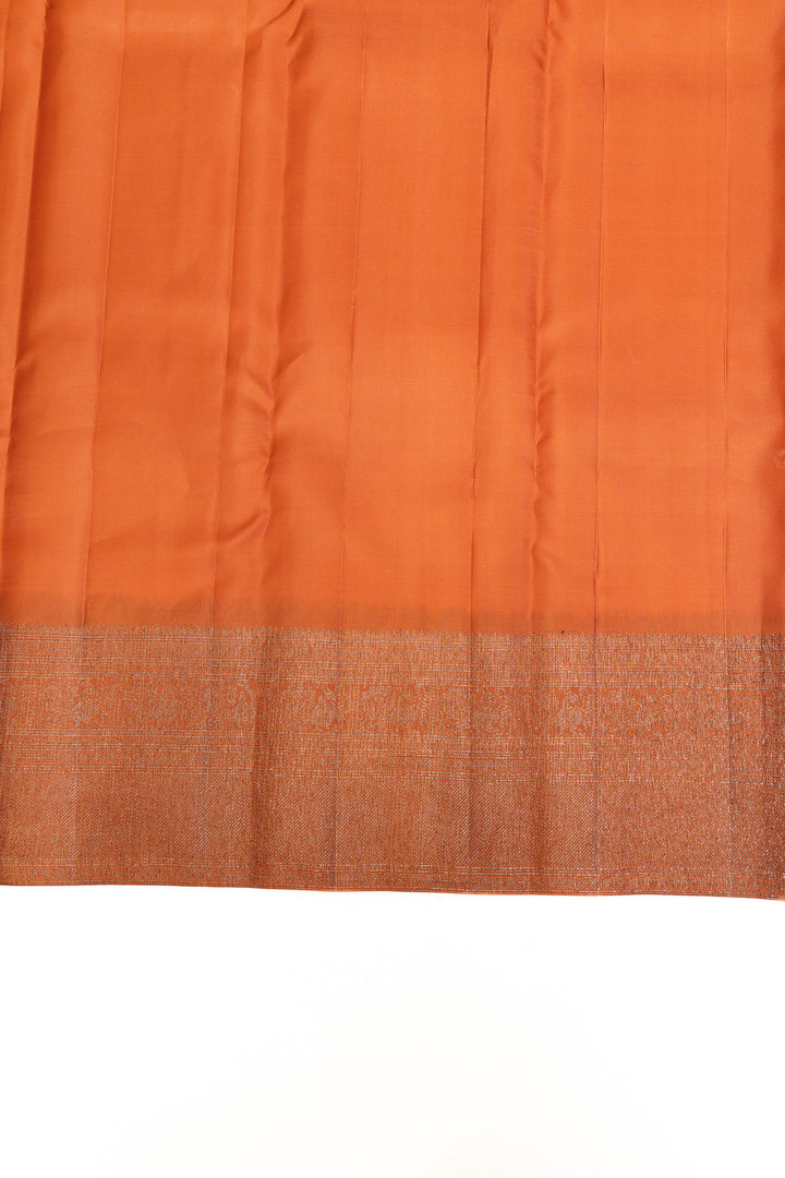 Rust orange brocade pure Kanchipuram silk saree