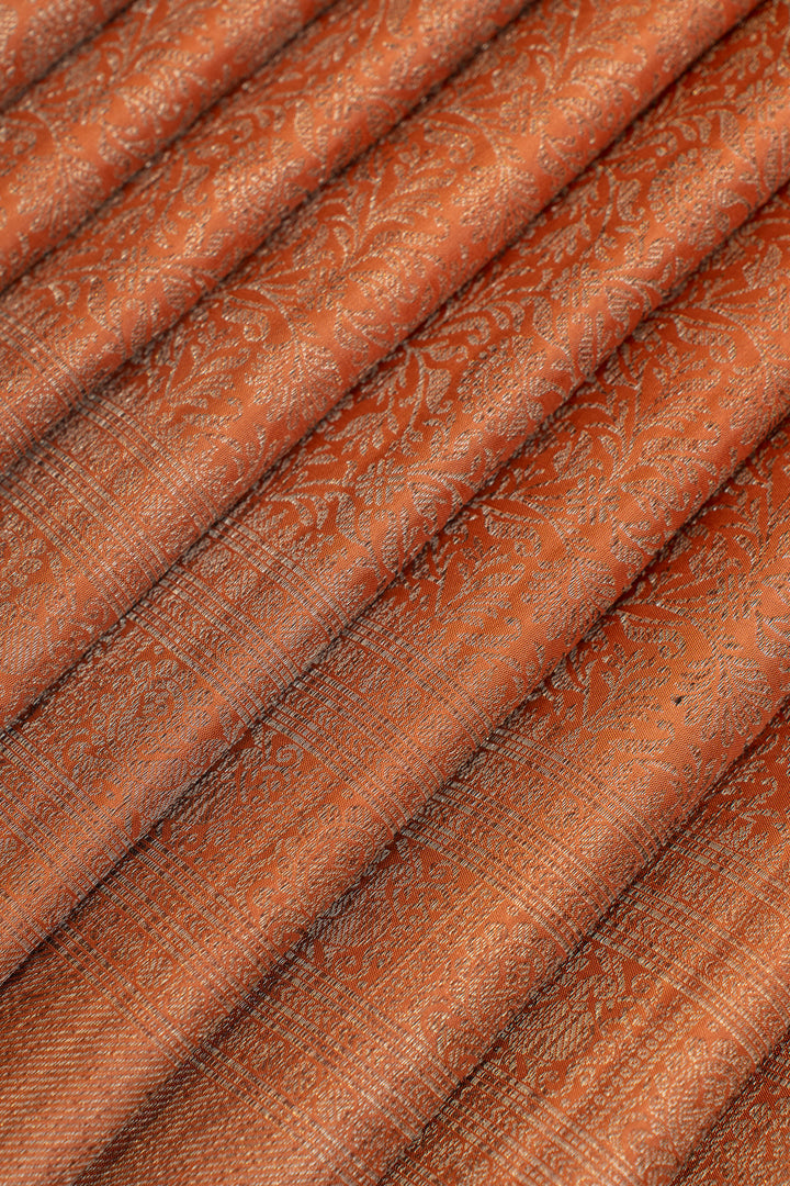 Rust orange brocade pure Kanchipuram silk saree