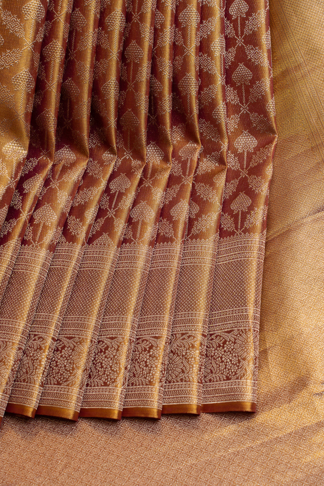 Bronze gold tissue Kanchipuram silk saree