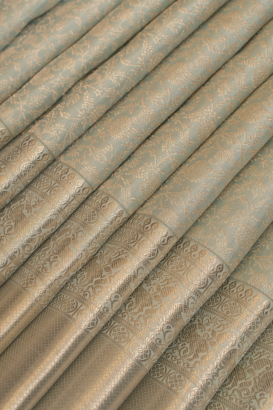 Pastel blue brocade pure Kanchipuram silk saree