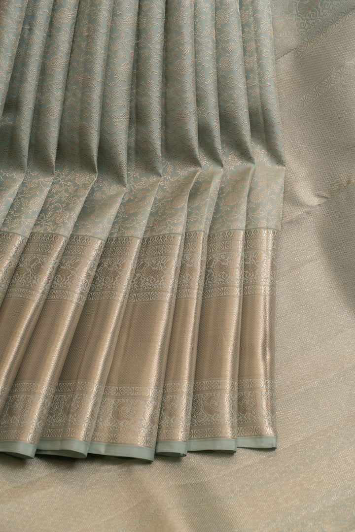 Pastel blue brocade pure Kanchipuram silk saree