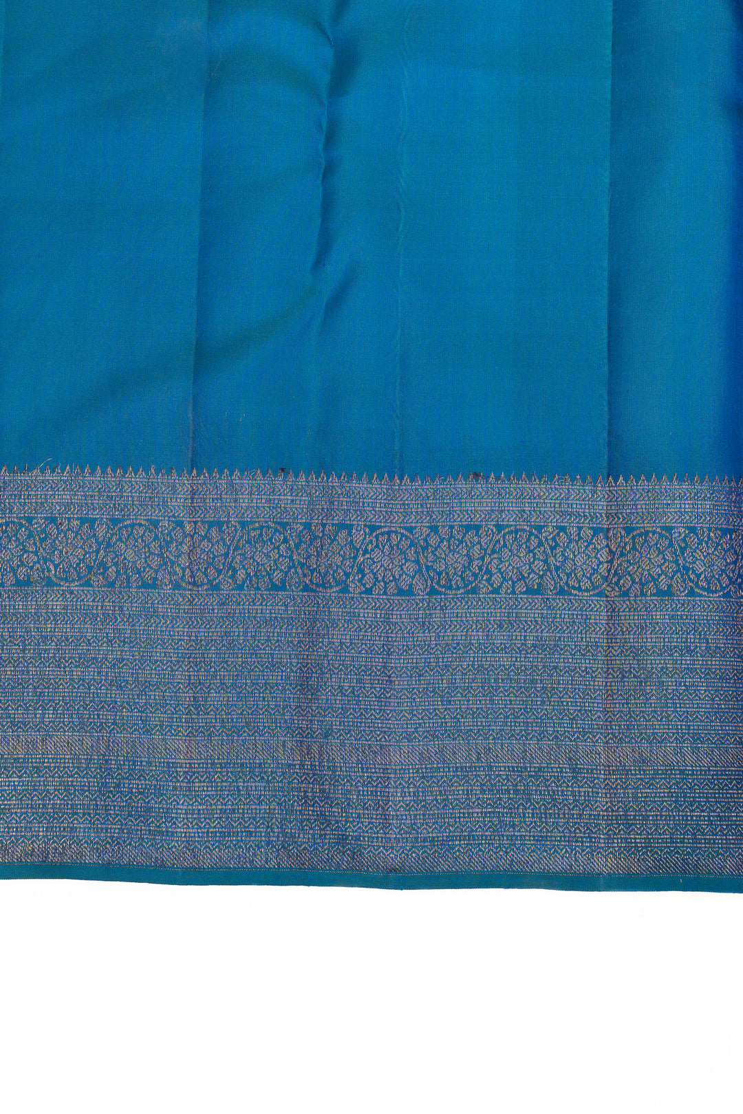 Peacock blue floral brocade pure Kanchipuram silk saree