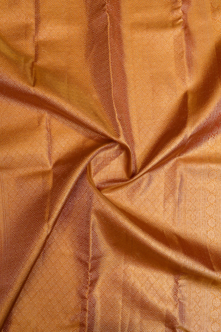 Orange and gold pure tissue Kanchipuram silk saree