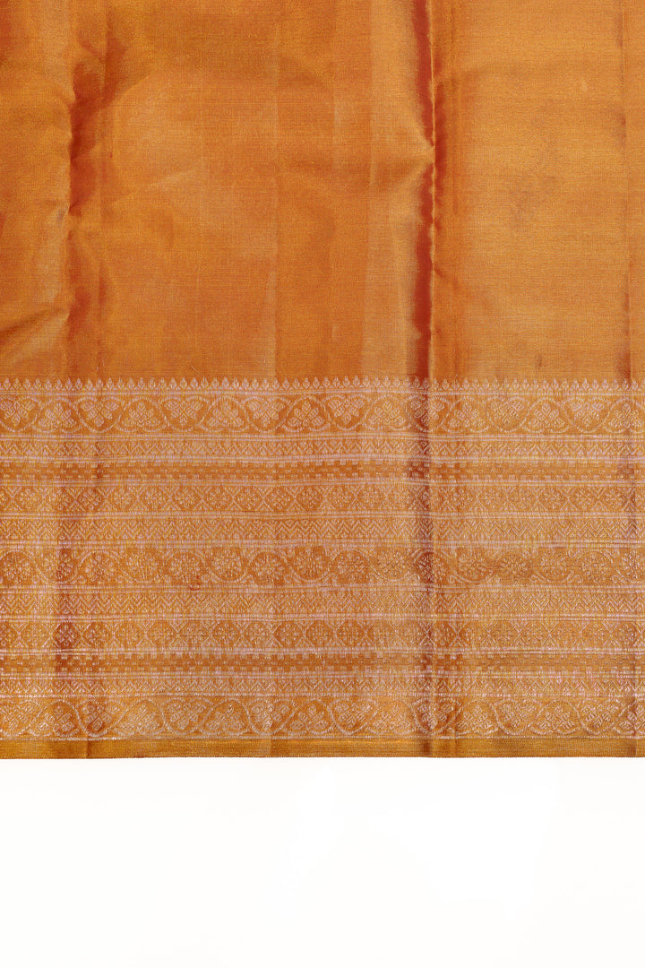 Orange and gold pure tissue Kanchipuram silk saree