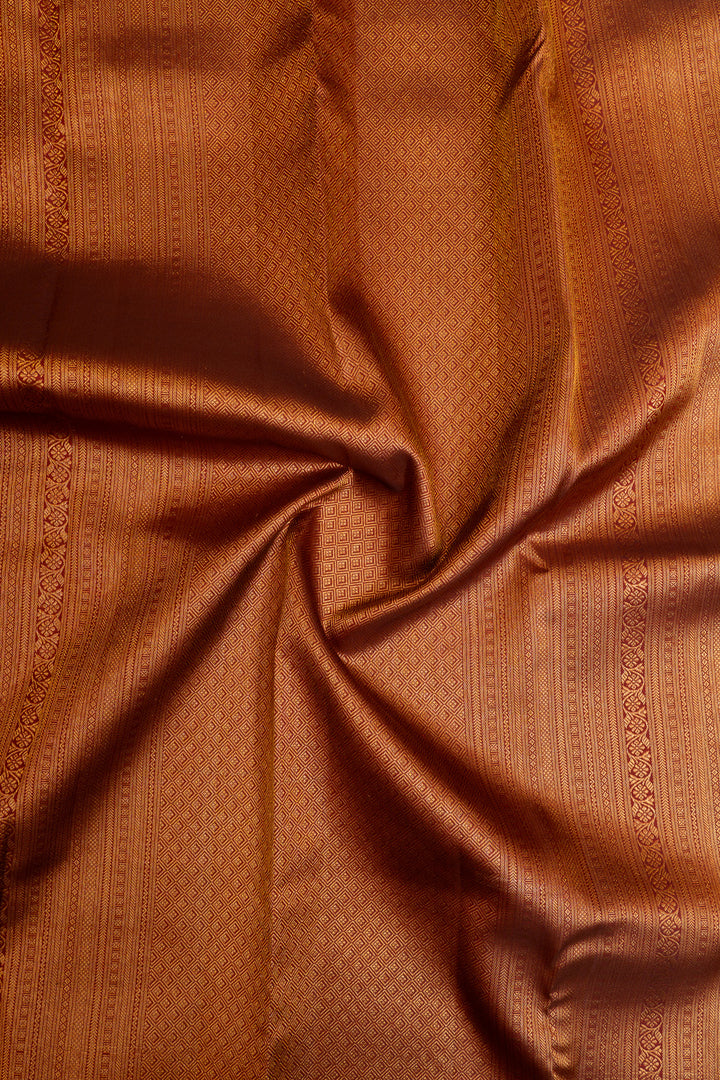 Maroon zari checks brocade pure Kanchipuram silk saree