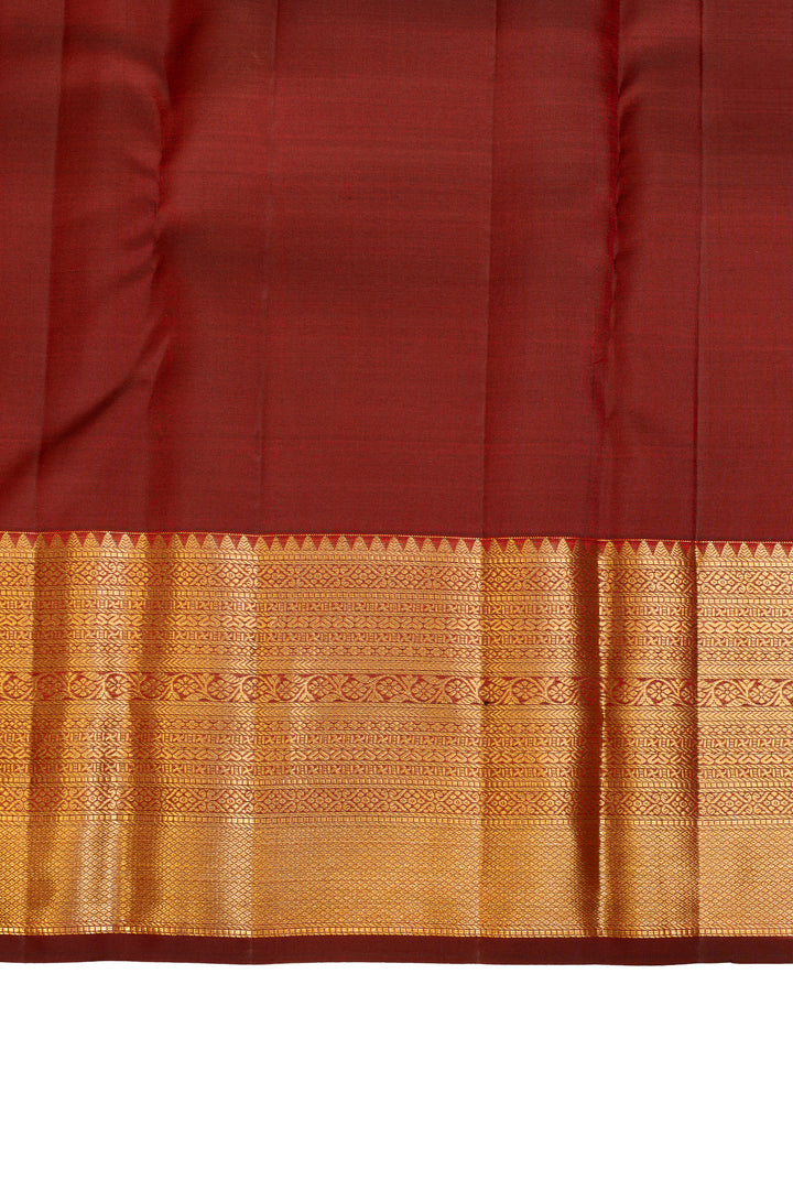 Maroon zari checks brocade pure Kanchipuram silk saree