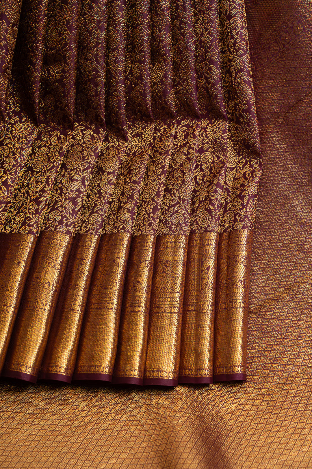Sangria purple vanasingaram brocade pure Kanchipuram silk saree