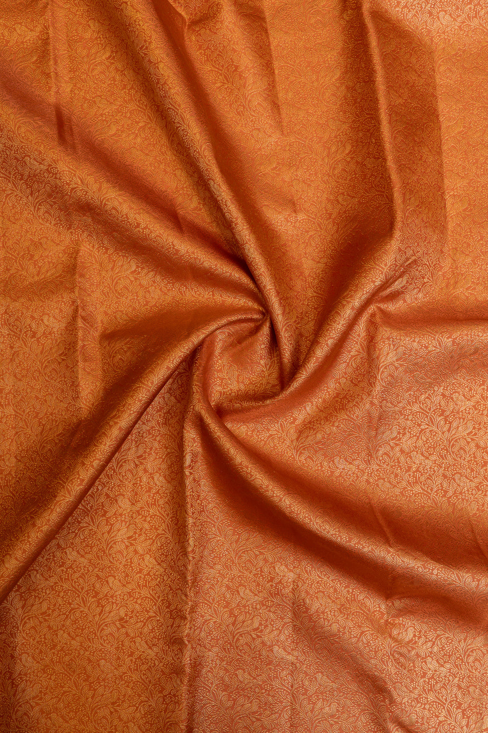 Rust orange floral brocade pure Kanchipuram silk saree