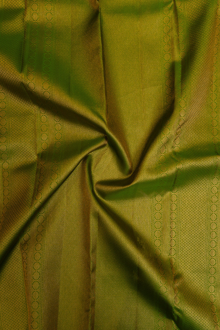 Parrot green brocade pure Kanchipuram silk saree