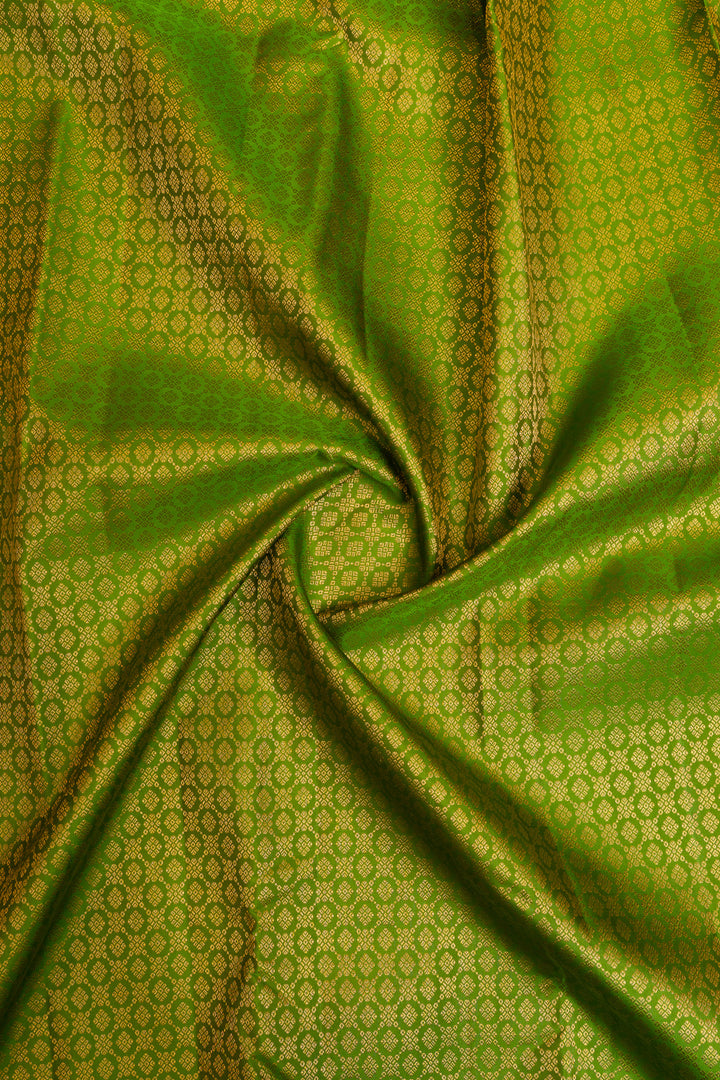 Parrot green brocade pure Kanchipuram silk saree