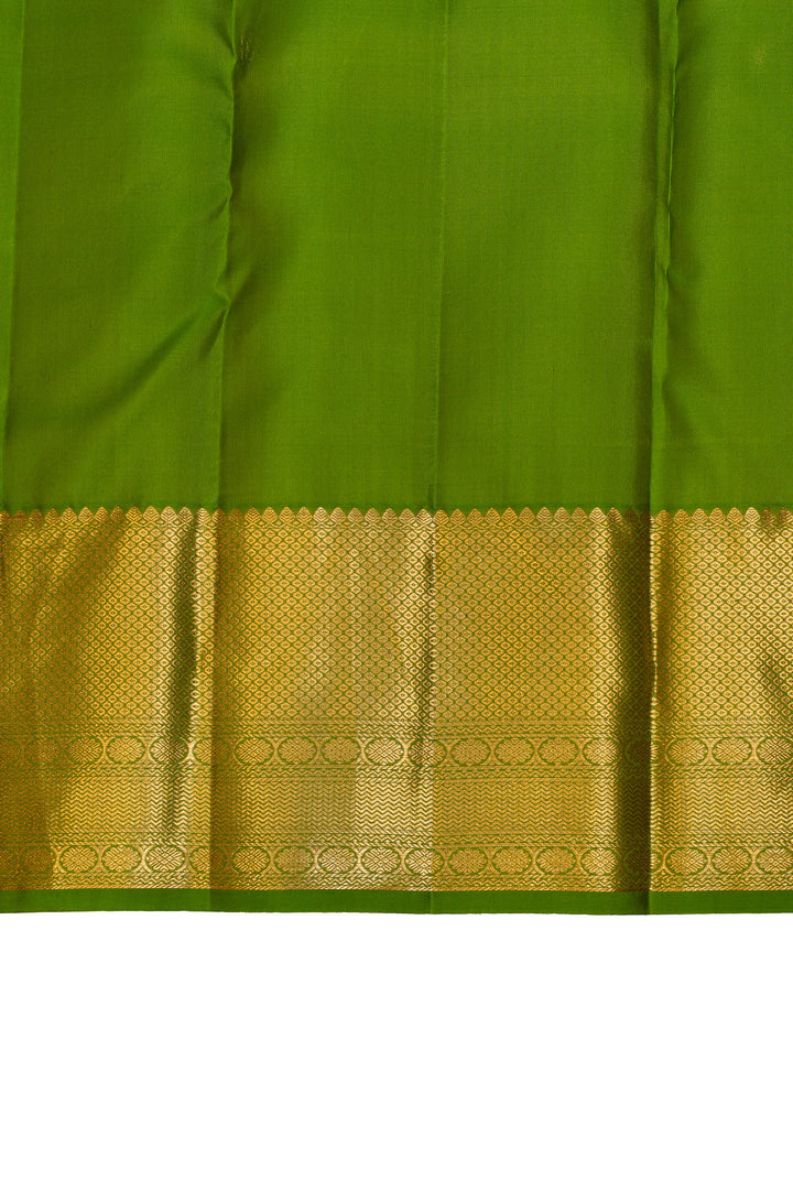 Parrot green brocade pure Kanchipuram silk saree