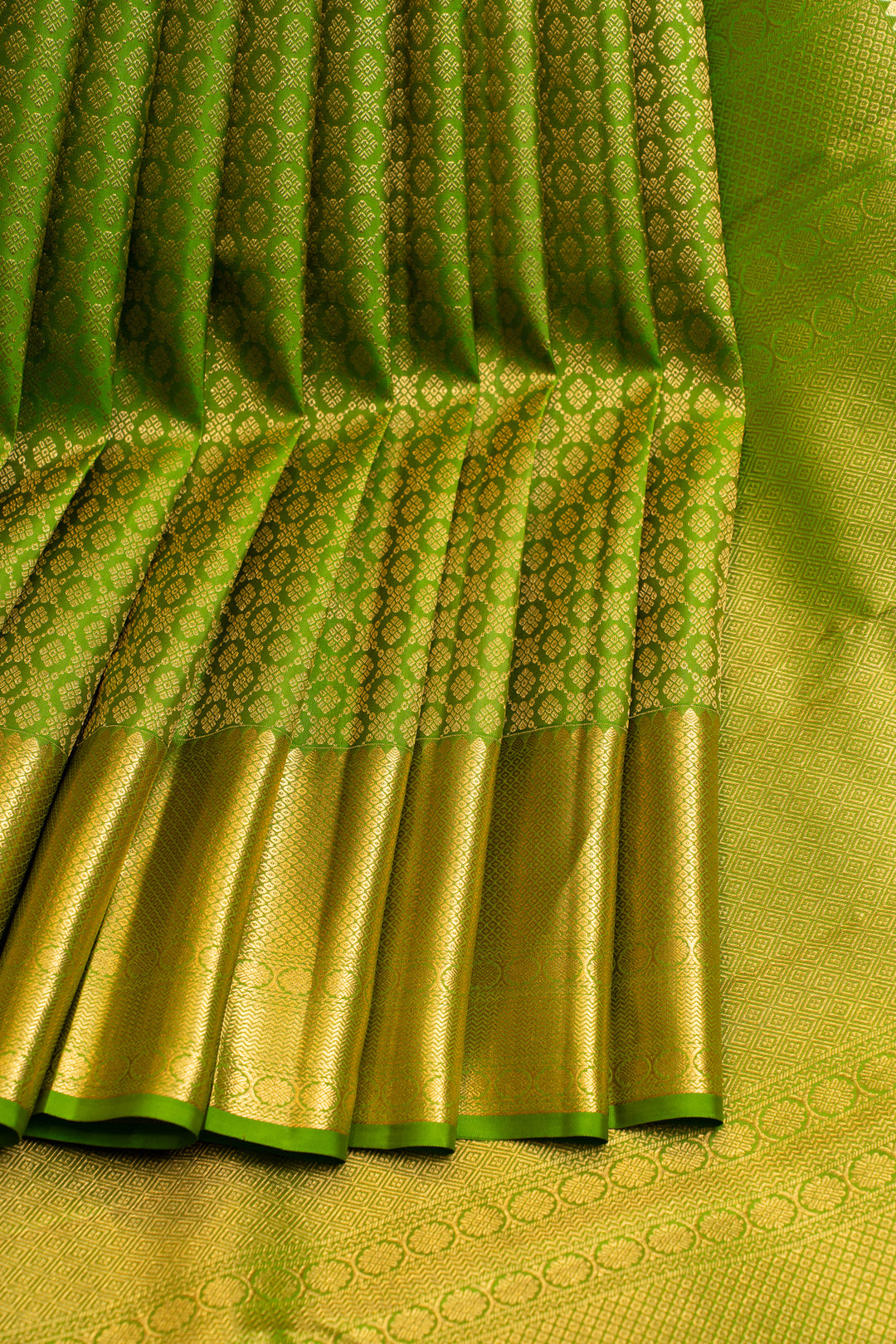 Parrot green brocade pure Kanchipuram silk saree