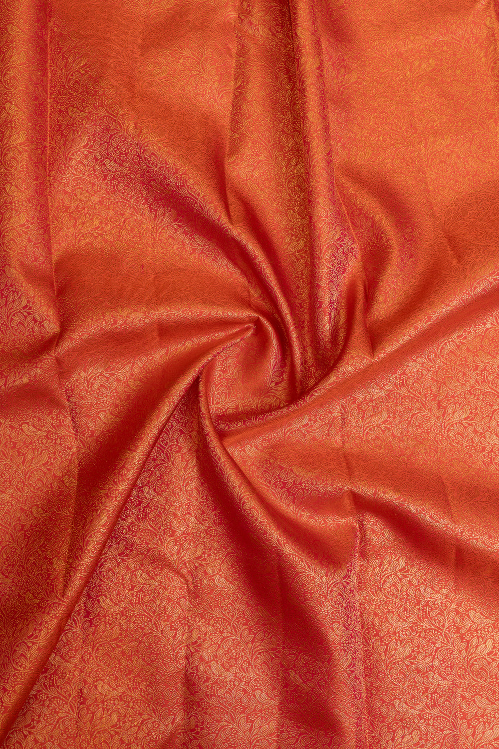 Reddish orange brocade pure Kanchipuram silk saree