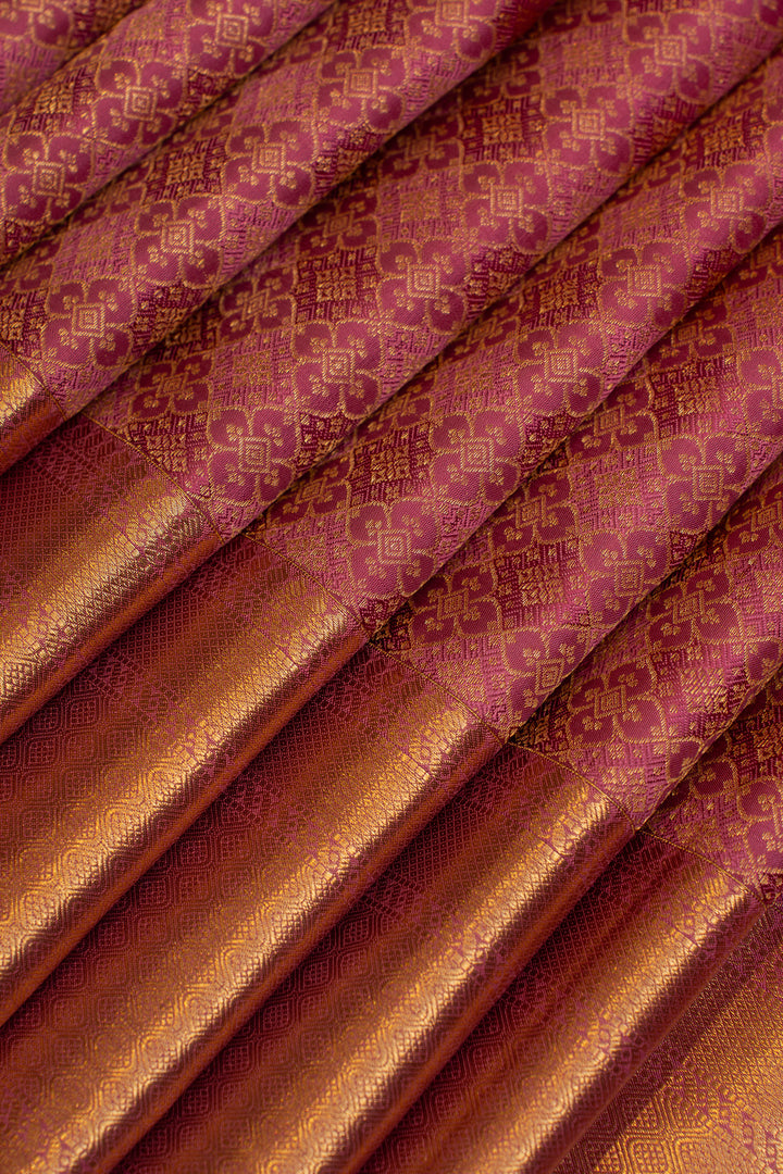 Purple and pink brocade pure Kanchipuram silk saree