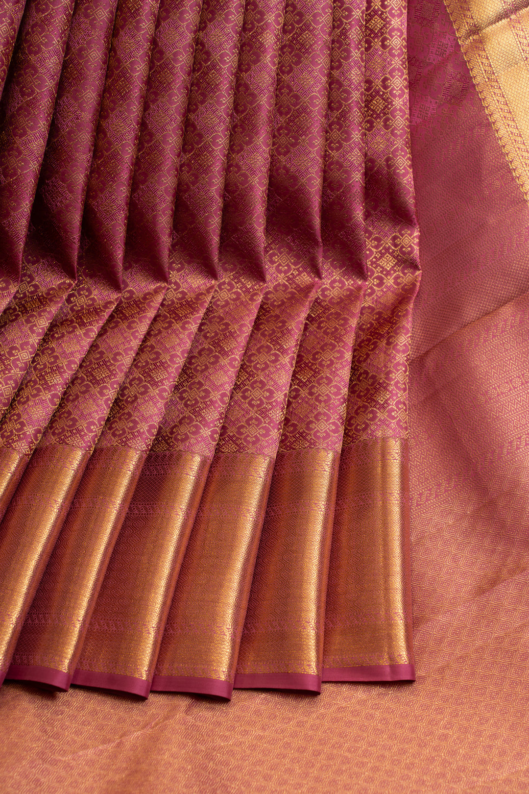 Purple and pink brocade pure Kanchipuram silk saree