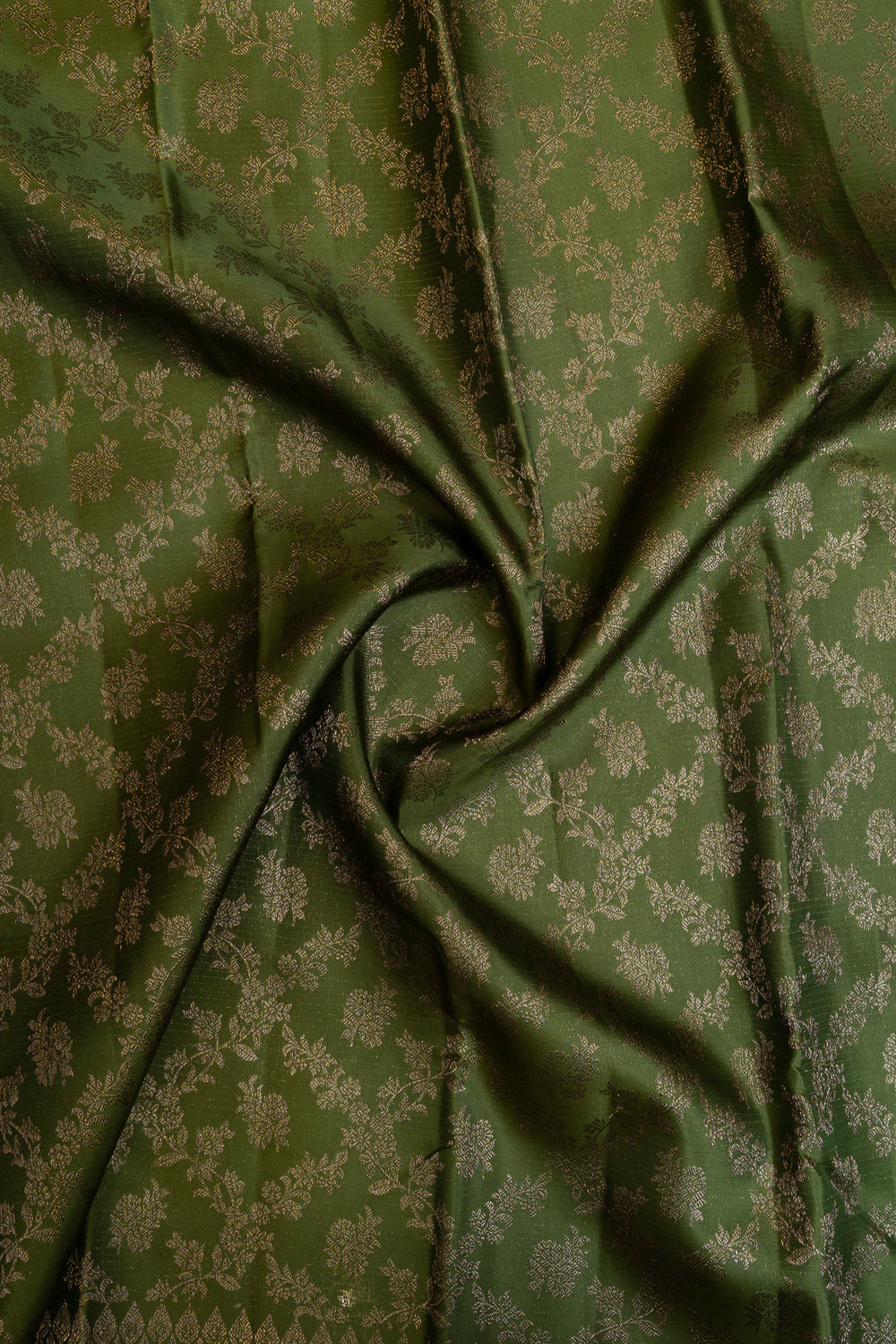 Pine green floral brocade pure Kanchipuram silk saree